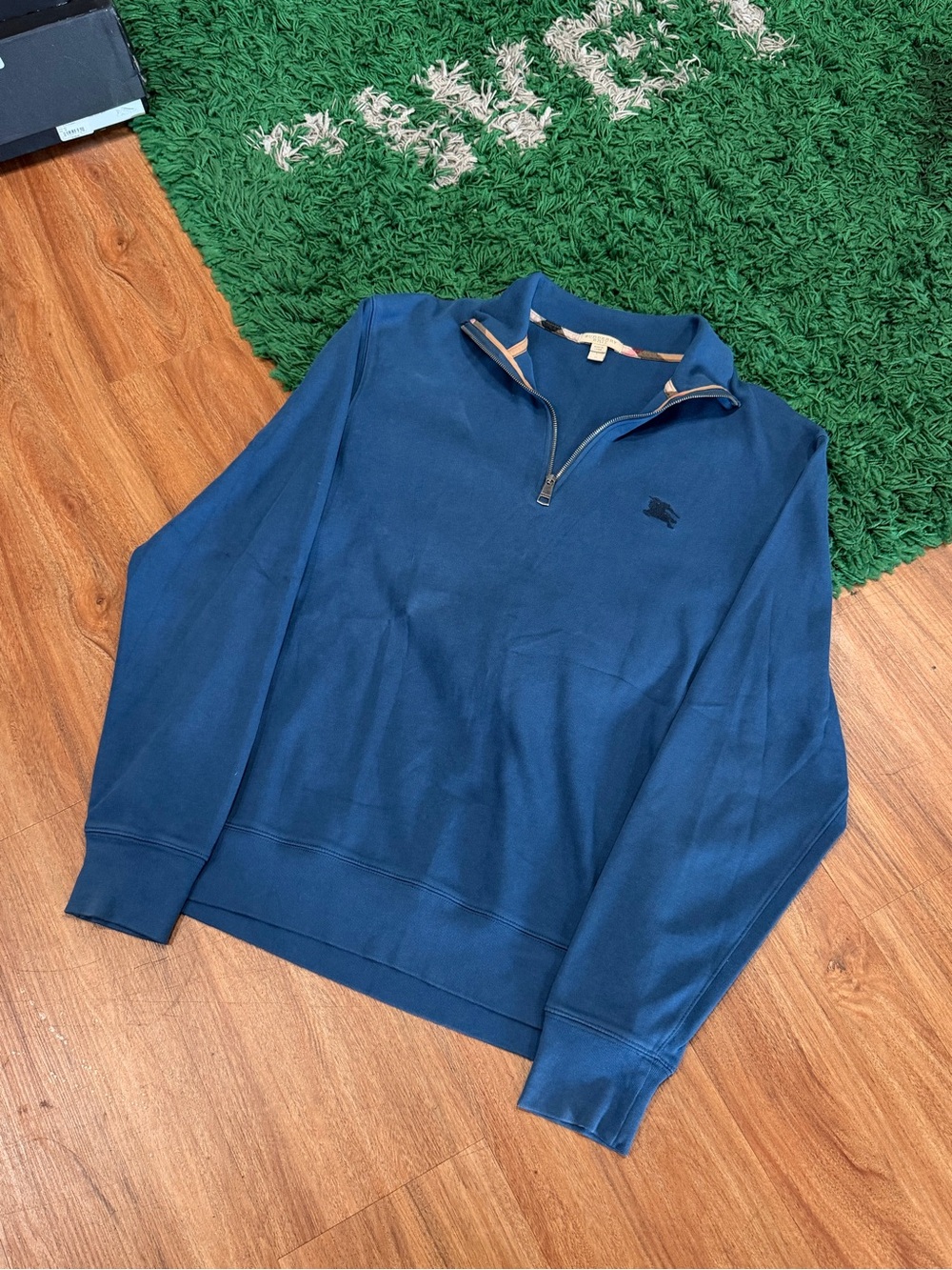Burberry - Blue Quarter Zip Sweater - Large - Retail $495